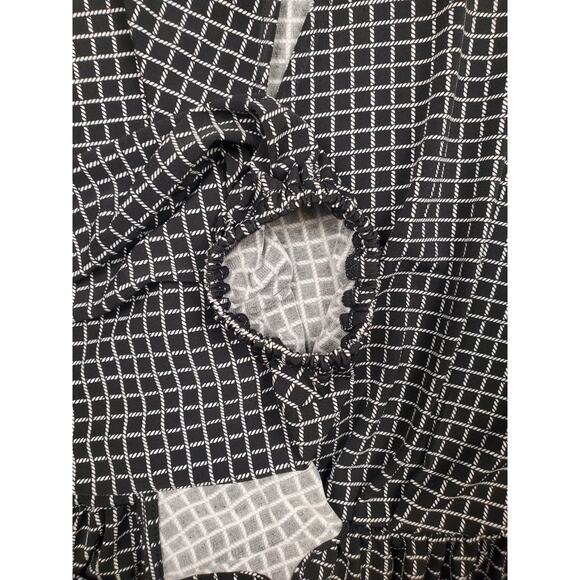 NWT Michael Kors Womens Large Black Ruffled Printed Long Sleeve Keyhole Wrap Top - Picture 10 of 12